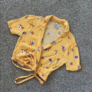 Yellow tie up crop top